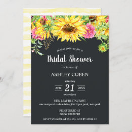 Bridal Shower Invitation with Cascading Sunflowers