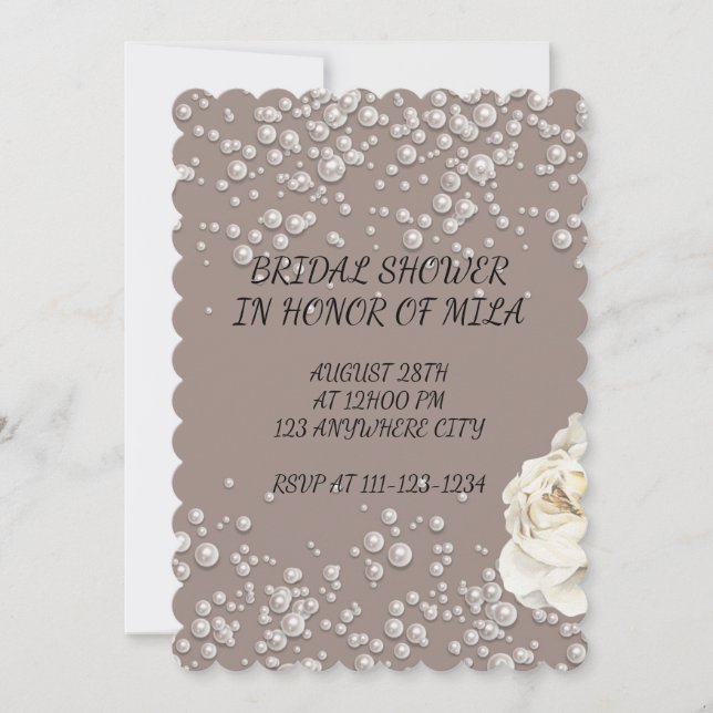 BRIDAL SHOWER INVITATION WITH FAUX PEARLS (Front)