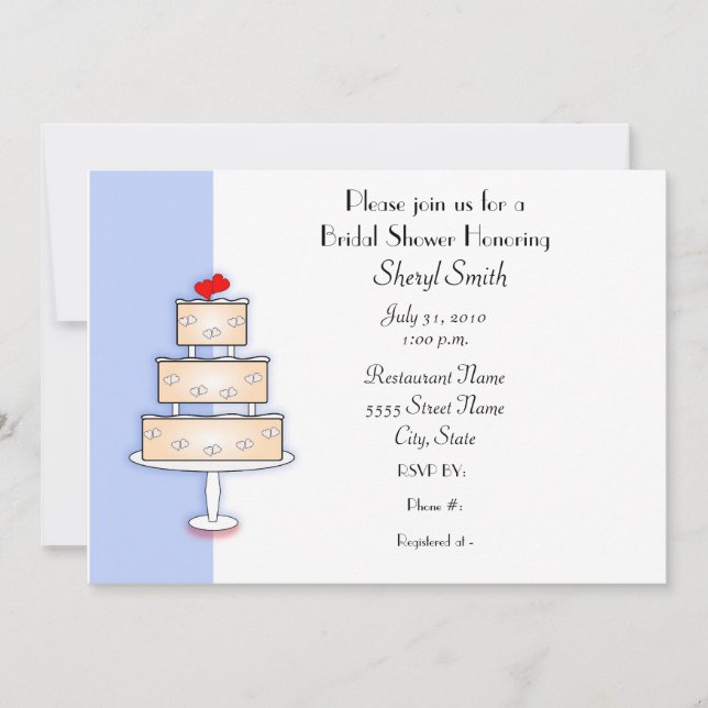 Bridal Shower Invitation with Wedding Cake (Front)
