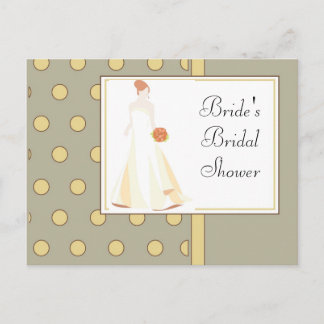 Bridal Shower Invitation-Yellow Polka Dot Invitation Postcard