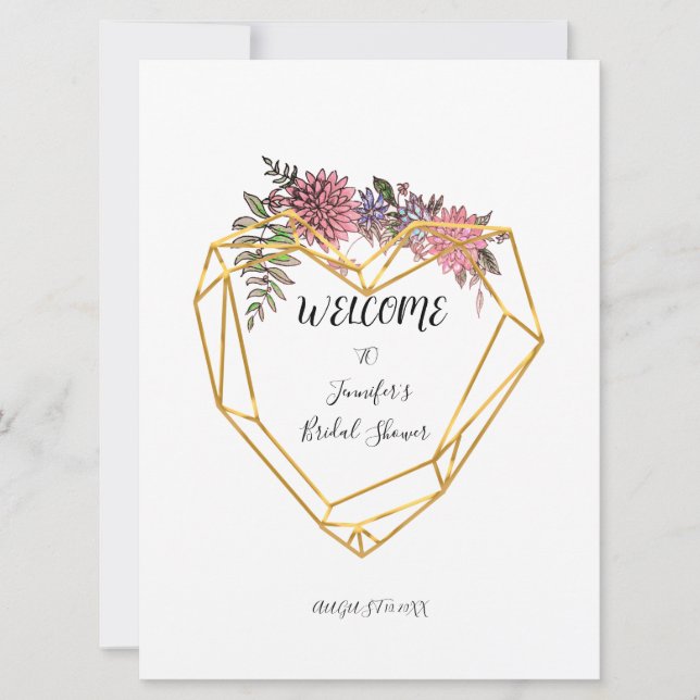 Bridal shower invitations botanical watercolor (Front)
