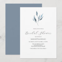 Bridal Shower Invitations Dusty Blue Botanicals