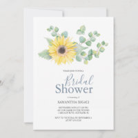 Bridal Shower Invitations Sunflower Eucalyptus