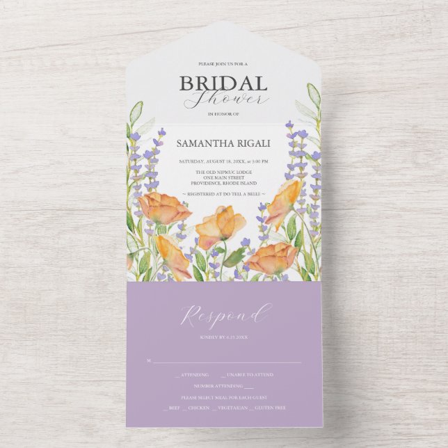 Bridal Shower Invitations Watercolor Wildflowers (Inside)