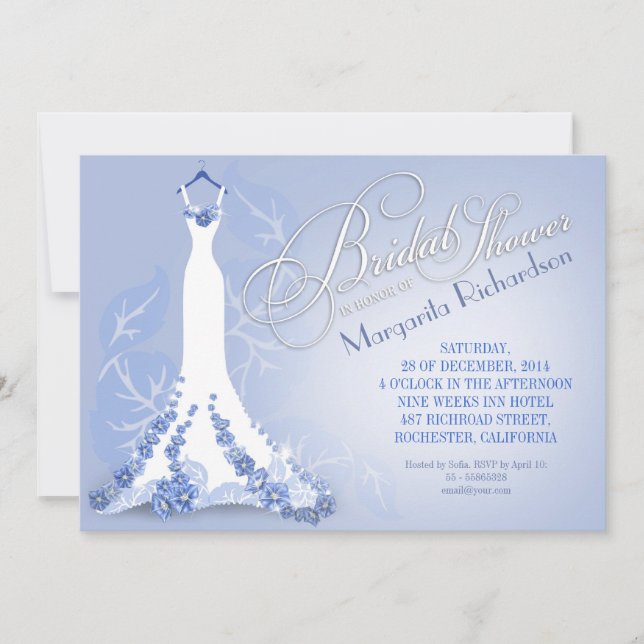 bridal shower invitations with wedding dress (Front)