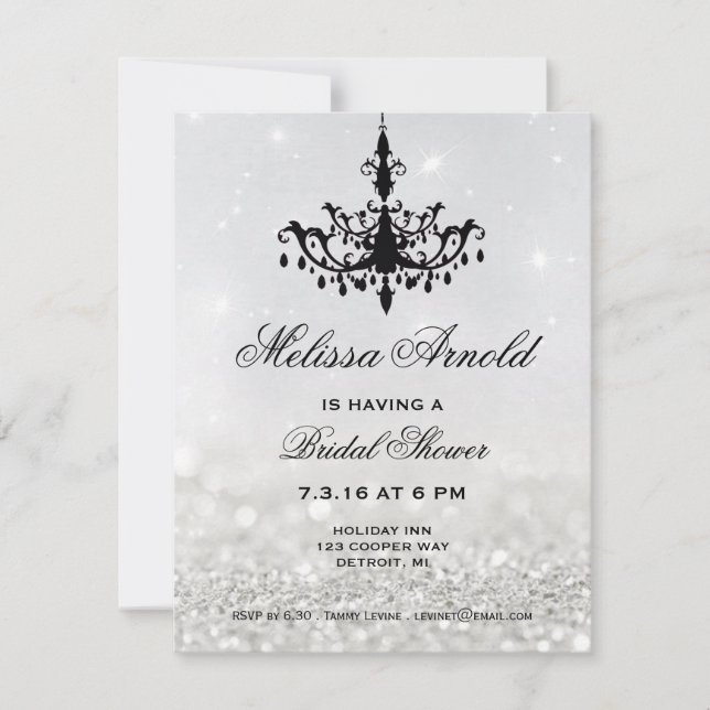 Bridal Shower Invite | Chandelier Silver (Front)