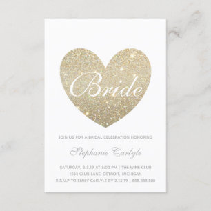 Bridal Shower Invite   Gold Heart Fab Bride script