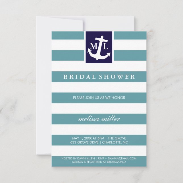 Bridal Shower Invite - Nautical Initials (Front)