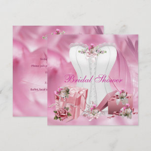 Bridal Shower Invite Pretty White Pink Corset 2