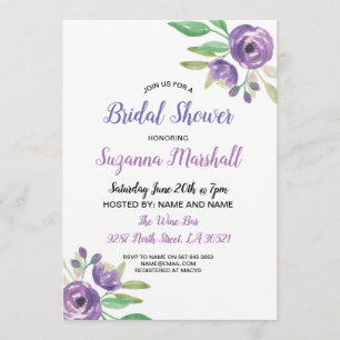 Bridal Shower Invite Purple Flower Floral Lilac