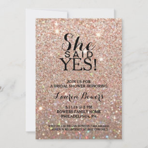 Bridal Shower Invite - She Said Yes Rose Gold