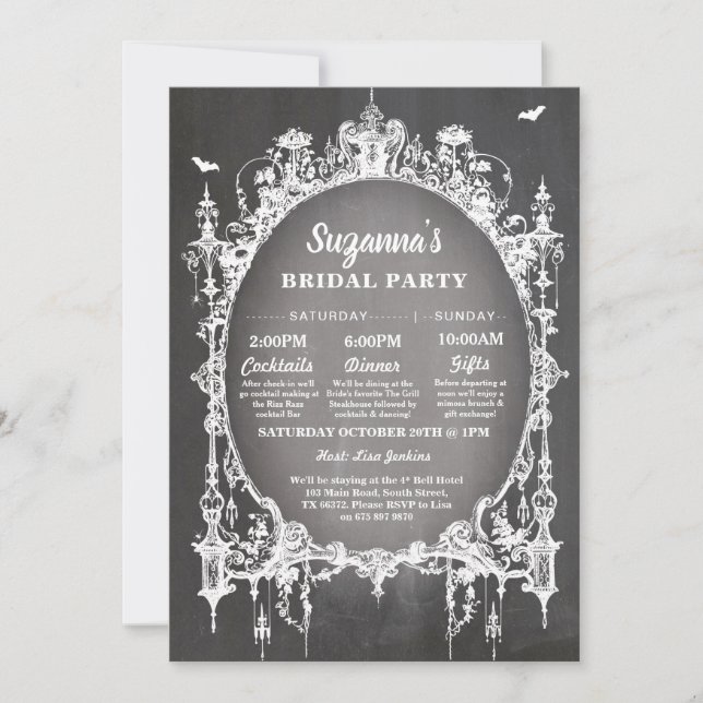 Bridal Shower Itinerary Bachelorette Gothic Frame Invitation (Front)