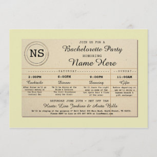 Bridal Shower Itinerary Bachelorette Library Book Invitation