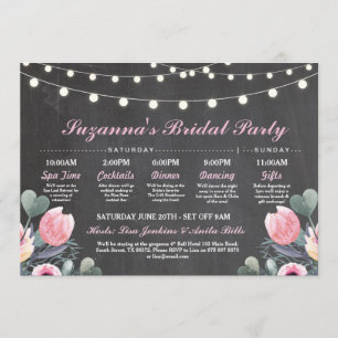 Bridal Shower Itinerary Bachelorette Pink Floral Programme
