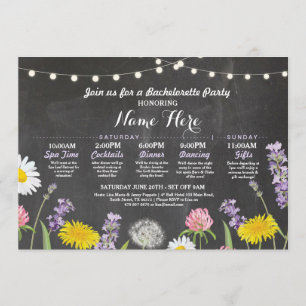 Bridal Shower Itinerary Bachelorette Wild Flowers Invitation