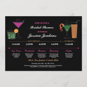 Bridal Shower Itinerary Black & Pink Bachelorette Programme