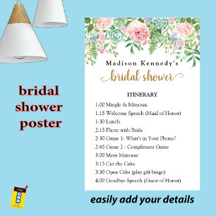 Bridal Shower Itinerary Plan Fun Fab Poster