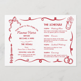 Bridal Shower Itinerary Whimsical Hand Drawn Programme