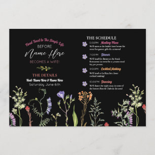 Bridal Shower Itinerary Wildflowers Floral Dark Programme
