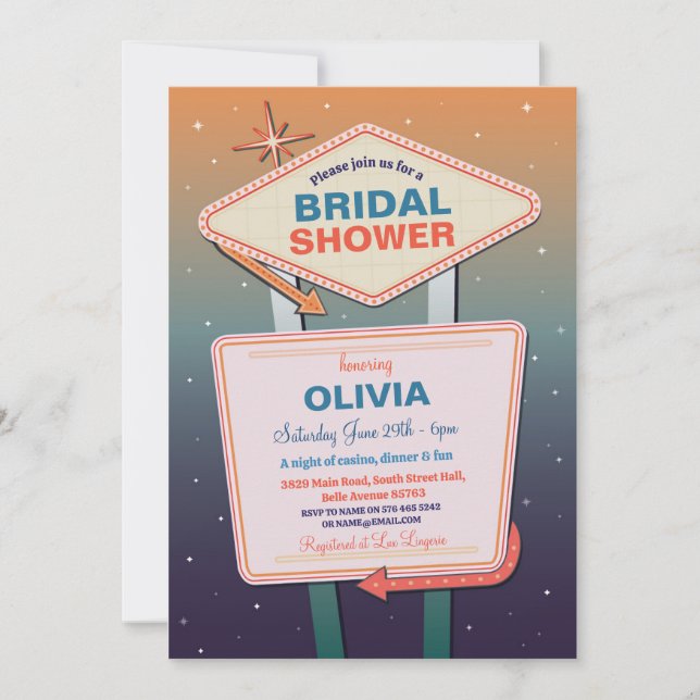 Bridal Shower Las Vegas Casino Party Bachelorette Invitation (Front)