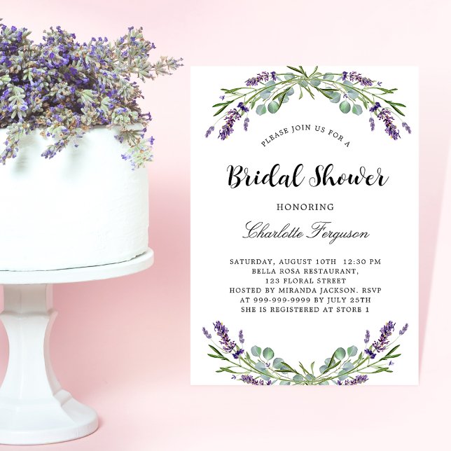 Bridal Shower lavender eucalyptus florals Invitation Postcard (Creator Uploaded)