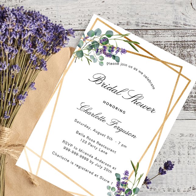 Bridal shower lavender eucalyptus geometric invitation (Creator Uploaded)