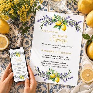 Bridal Shower lavender florals lemons main squeeze Invitation