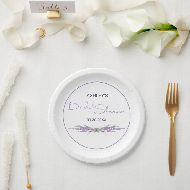 Bridal Shower Lavender Flower Herb Bundles Custom Paper Plate (Wedding)