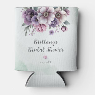Bridal Shower Lavender & Green Floral Can Cooler