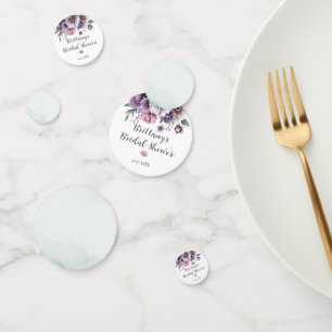 Bridal Shower Lavender & Green Floral Confetti