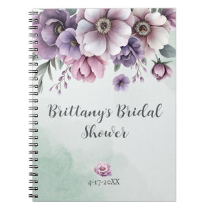 Bridal Shower Lavender & Green Floral Notebook