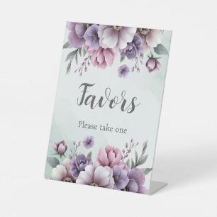Bridal Shower Lavender & Green Floral Pedestal Sign