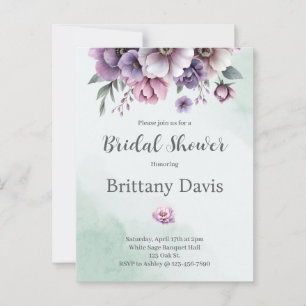 Bridal Shower Lavender & Green Floral  Postcard