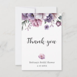 Bridal Shower Lavender & Green Floral Thank You Card