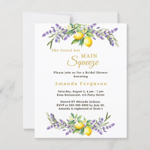 Bridal Shower lavender lemons squeeze invitation