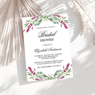 Bridal shower lavender pink greenery invitation