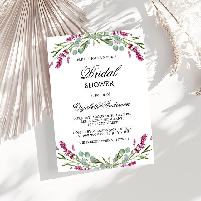 Bridal shower lavender pink greenery luxury invitation (Creator Uploaded)