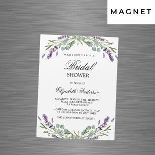Bridal shower lavender violet greenery luxury magnetic invitation