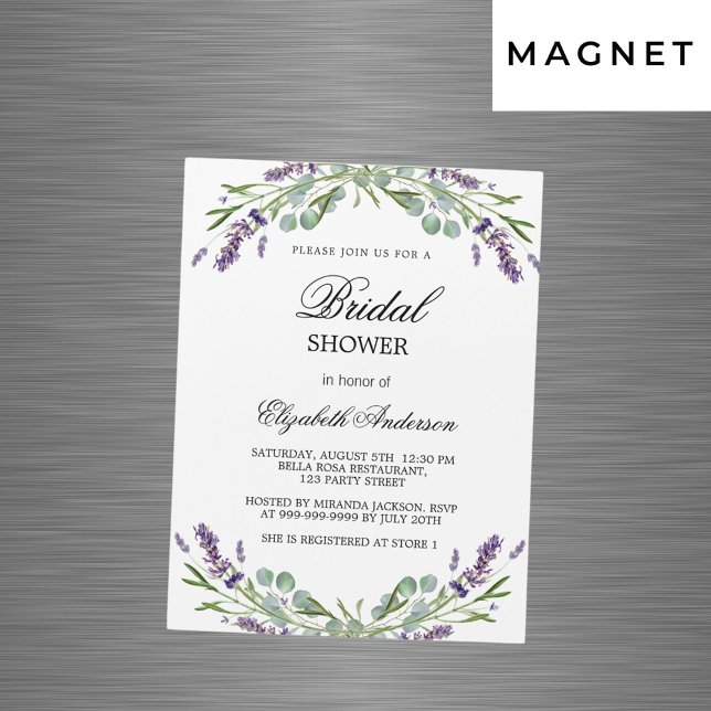 Bridal shower lavender violet greenery luxury magnetic invitation (Creator Uploaded)