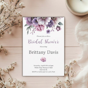 Bridal Shower Lavender Watercolor Floral Invitation