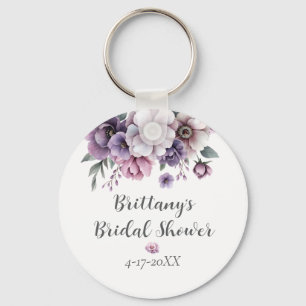 Bridal Shower Lavender Watercolor Floral Key Ring