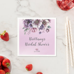 Bridal Shower Lavender Watercolor Floral Napkin