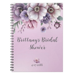 Bridal Shower Lavender Watercolor Floral Notebook