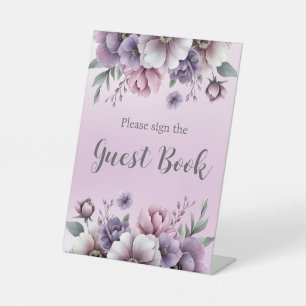 Bridal Shower Lavender Watercolor Floral Pedestal Sign
