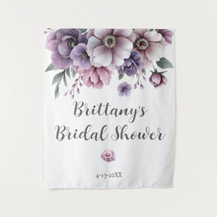 Bridal Shower Lavender Watercolor Floral Tapestry