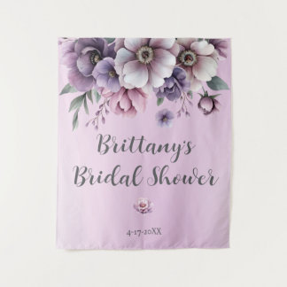 Bridal Shower Lavender Watercolor Floral Tapestry