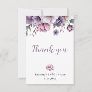 Bridal Shower Lavender Watercolor Floral Thank You Card