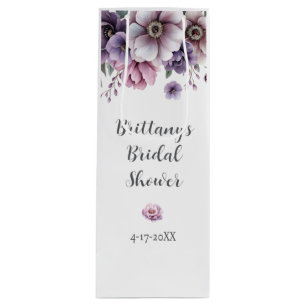Bridal Shower Lavender Watercolor Floral Wine Gift Bag