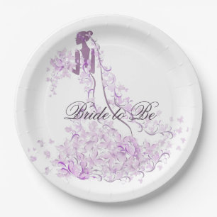 Bridal Shower Lavender Wedding Dress Paper Plate