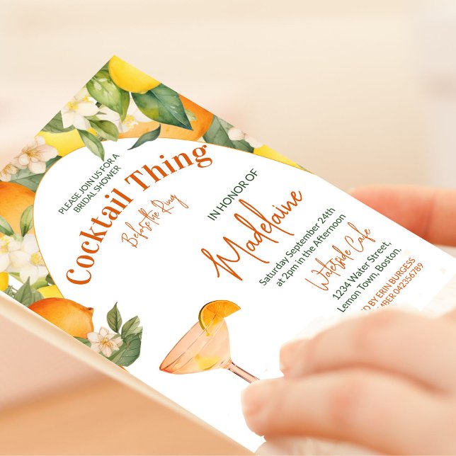 Bridal Shower Lemon Orange Citrus Cocktail Thing  Invitation (Creator Uploaded)